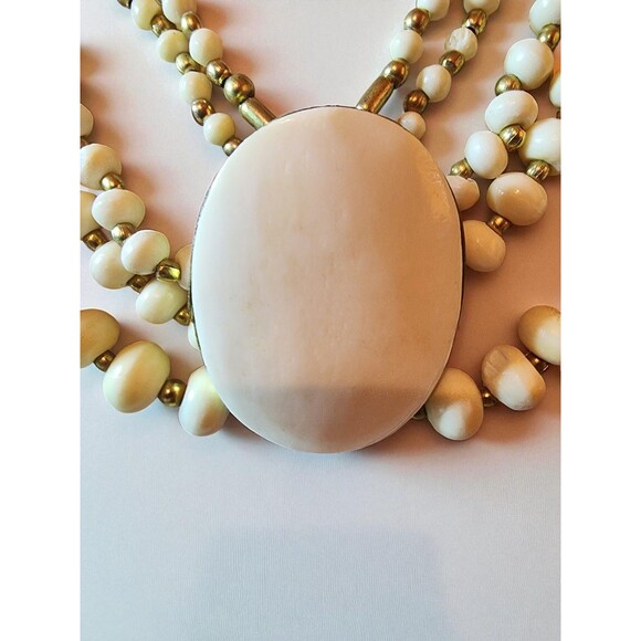 Vintage Faux Ivory Wood Bead Necklace – Multi-Strand Hook Clasp Beauty - Picture 5 of 8